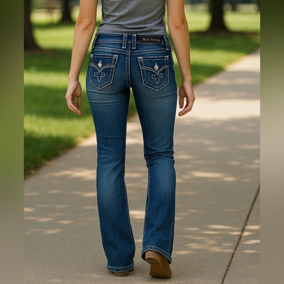 Rock Revival Chrissie Bootcut Jeans Womens 27 Y2K Embellished Bling - Picture 1 of 10